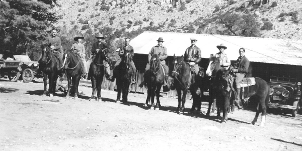 Horsemen in front of Faraway Ranch, FDR with Frances Perkins Behind Him While Signing the Social Security Act