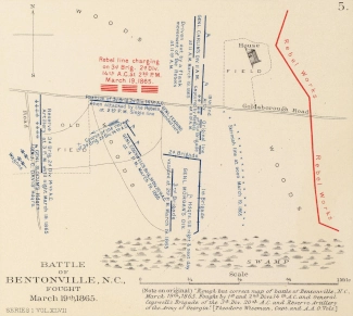 Historic Map of the Battle of Bentonville