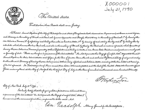 First U.S. Patent