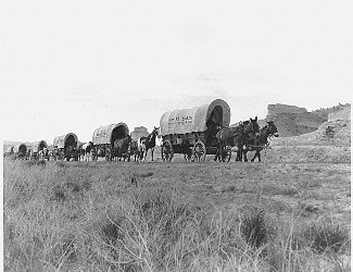 Pioneers in Conestoga Wagons